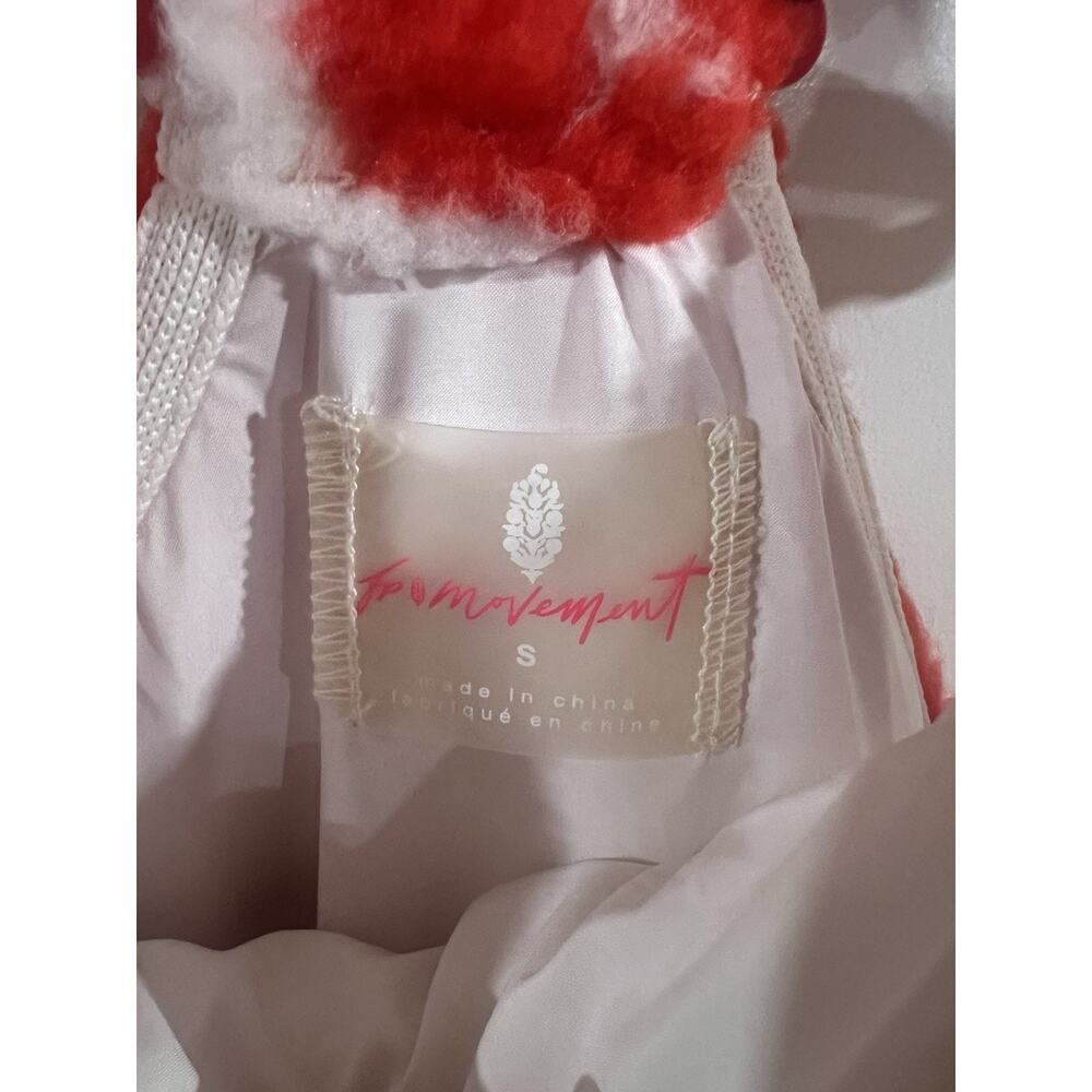 Free People Movement Hit The Slopes sherpa fleece bib isle Red cream New! sz S - Picture 4 of 7